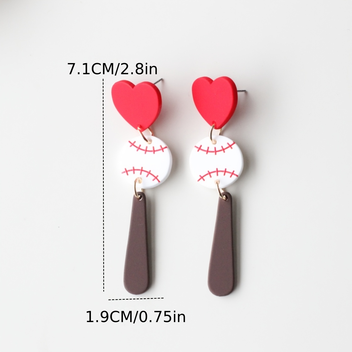 Women's Vintage Acrylic Drop & Dangle Earrings, Red Heart Design